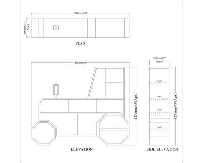 Kids Toy unit, Book Shelf, Kids unit in Tractor shape, Kids unit of Open Space, Blue & White color Kid unit, Kids unit - IM10080