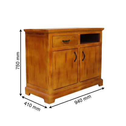 Cabinet, Solid Wood Cabinet, Brown Cabinet, Cabinet with Shutter & Drawer, Cabinet with Open Space, Cabinet - IM10089