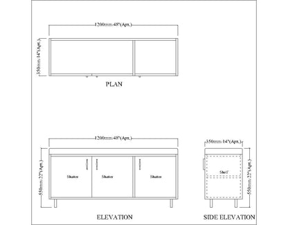 Modern Brown Shoe Storage Bench with Cushioned Seat, Dual-Door Cabinet & Open Shelves – IM-10091