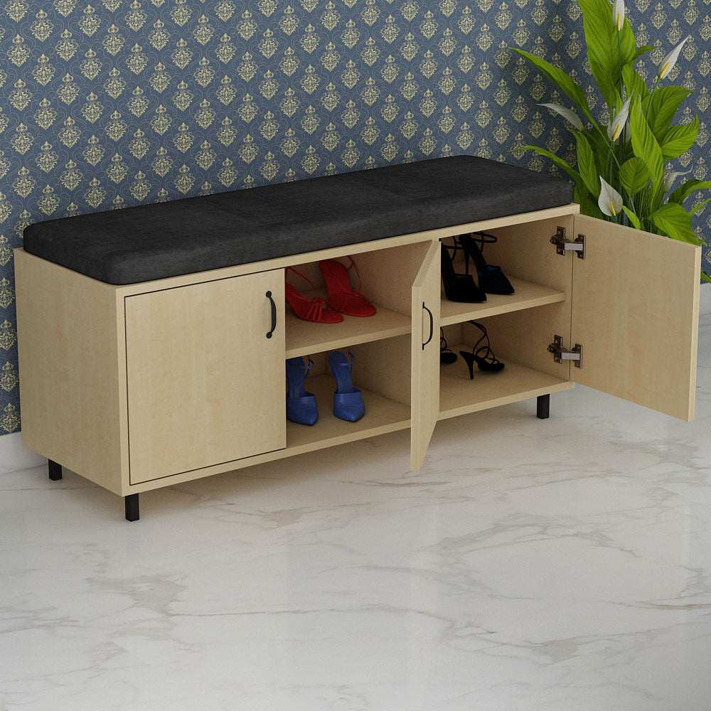 Wooden Shoe Rack Bench with Cushioned Seating – IM-10091 (Multi-Purpose Storage Cabinet)