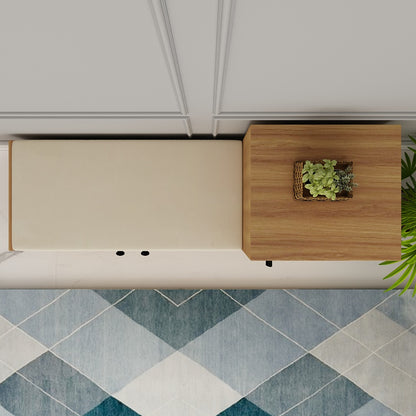 Natural Oak Finish Shoe Cabinet with Seating Bench, Dual Door Storage & Cushioned Top – IM-10093