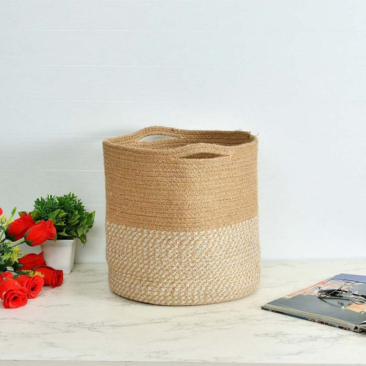 Storage Basket , (i117_12_1), Storage Basket With Beige & White Color, Storage Basket  - IM11021