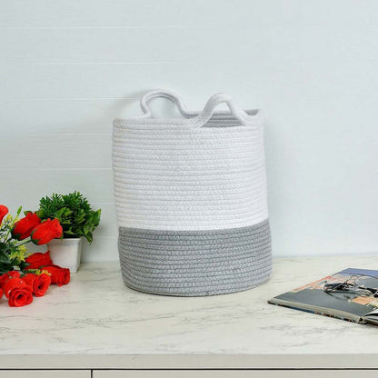 Storage Basket , (i111_12_1), Storage Basket With White & Grey Color, Storage Basket  - IM11023