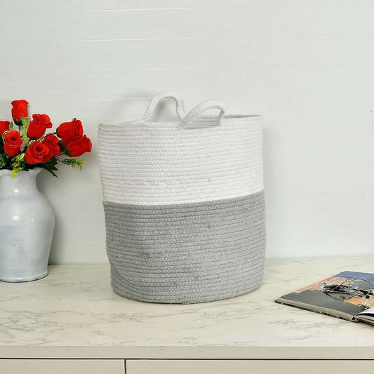 Storage Basket , (i111_14_1), Storage Basket With White & Grey Color, Storage Basket  - IM11024