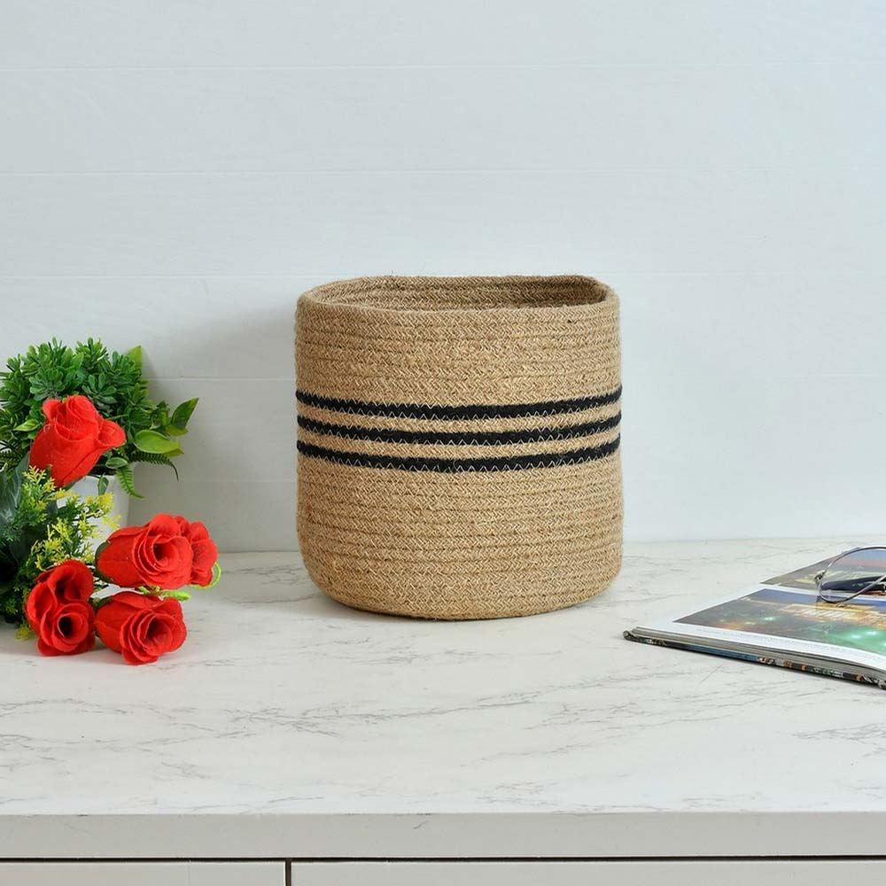 Storage Basket , (i89_6_1), Storage Basket With Beige & Black Color, Storage Basket  - IM11040