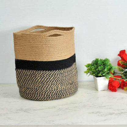 Storage Basket , (i87_12_1), Storage Basket With Beige & Black Color, Storage Basket  - IM11043