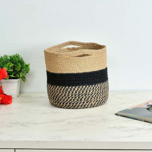 Storage Basket , (i87_8_1), Storage Basket With Beige & Black Color, Storage Basket  - IM11045