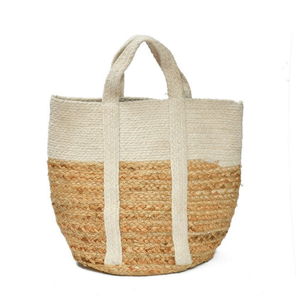 Storage Basket , (i75_14_1), Storage Basket With Beige & White Color, Storage Basket  - IM11056