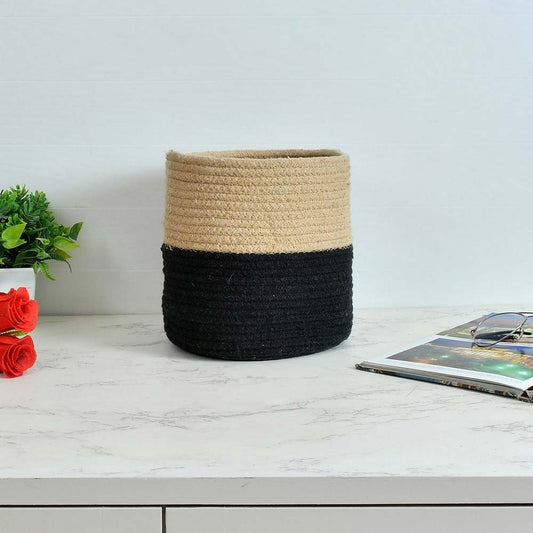 Storage Basket , (i74_12_1), Storage Basket With Beige & Black Color, Storage Basket  - IM11058