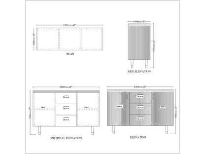 Chest of Drawer, Beige & White Color Cabinet, Chest of Drawer with Shutter & Drawer, Chest of Drawer - IM11067