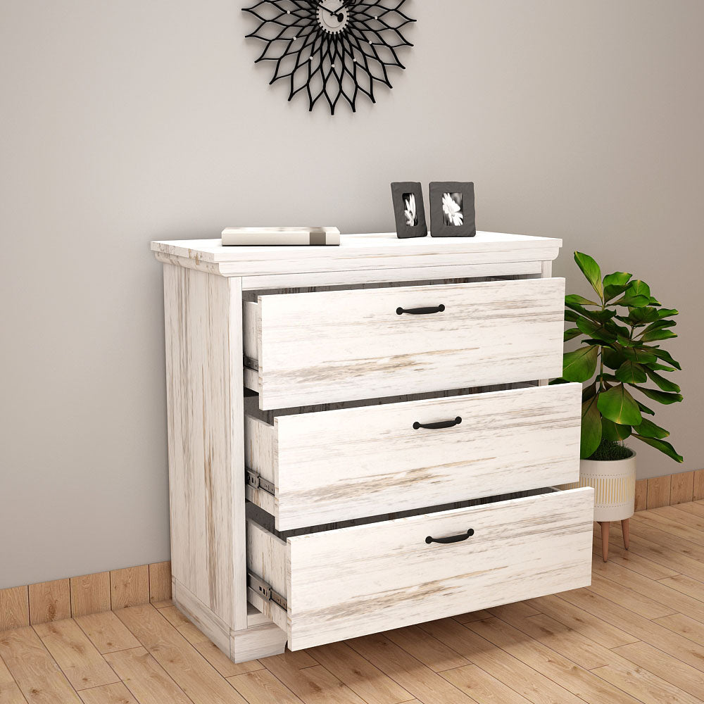 Chest Of Drawer, Solid Wood Chest Of Drawer, White Color Chest Of Drawer, Chest Of Drawer- IM11073