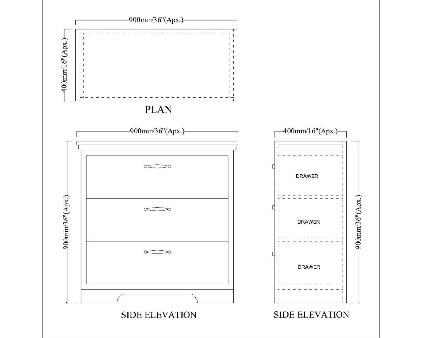 Chest Of Drawer, Solid Wood Chest Of Drawer, White Color Chest Of Drawer, Chest Of Drawer- IM11073