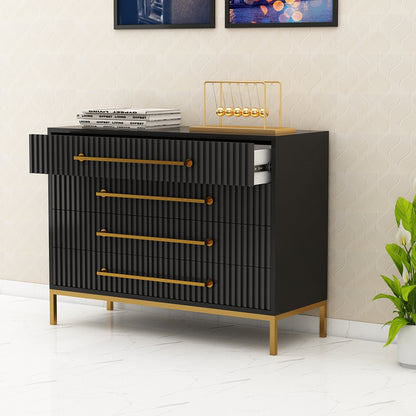 Chest of Drawer, Black, White & Golden Unit, Storage with Drawer, Storage for Living/Bedroom, Multi-Storage Unit, Chest of Drawer - IM11074