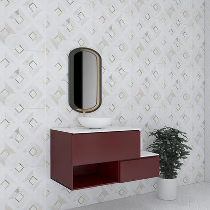 Vanity, White & Red Color Vanity, Water Resistant Vanity, Vanity Top with White Tile, Vanity with Drawer, Vanity with Open Space, Vanity -IM113