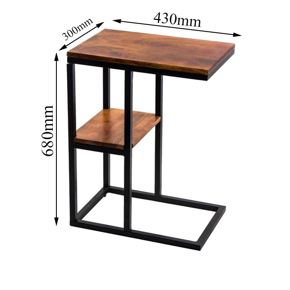 Side Table, Solid Wood End Table, Brown End Table, End Table with Black MS , End Table - IM - 12089