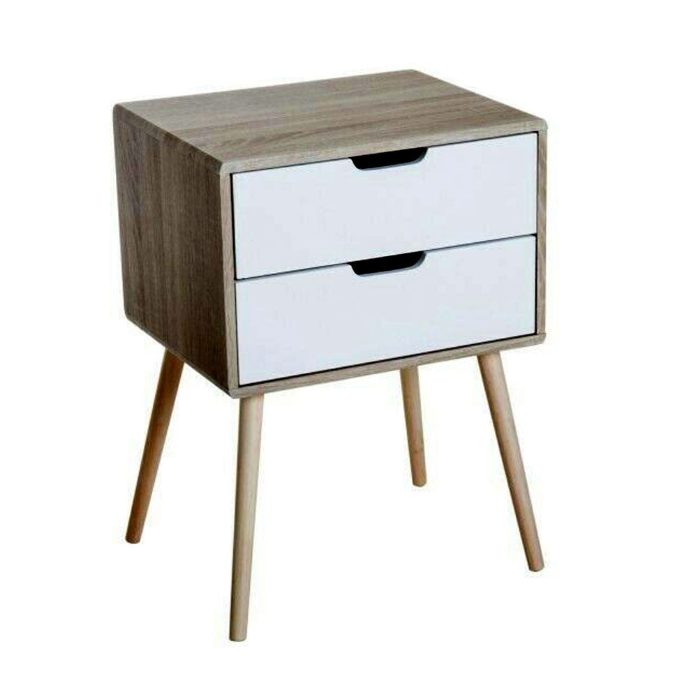 Bedside Table , Black & Brown Bedside Table , Bedside Table with Drawer, Bedside Table with Wooden Legs, Bedside Table - IM12092