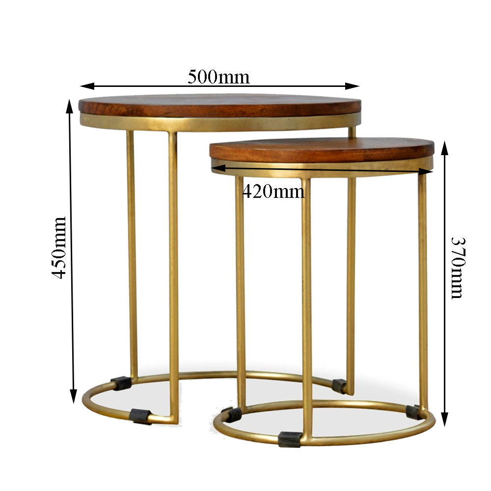 Nesting Table, Black & Brown Nesting Table, Nesting Table with Metal Legs, Nesting Table- IM12094