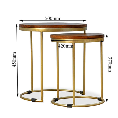 Nesting Table, Black & Brown Nesting Table, Nesting Table with Metal Legs, Nesting Table- IM12094