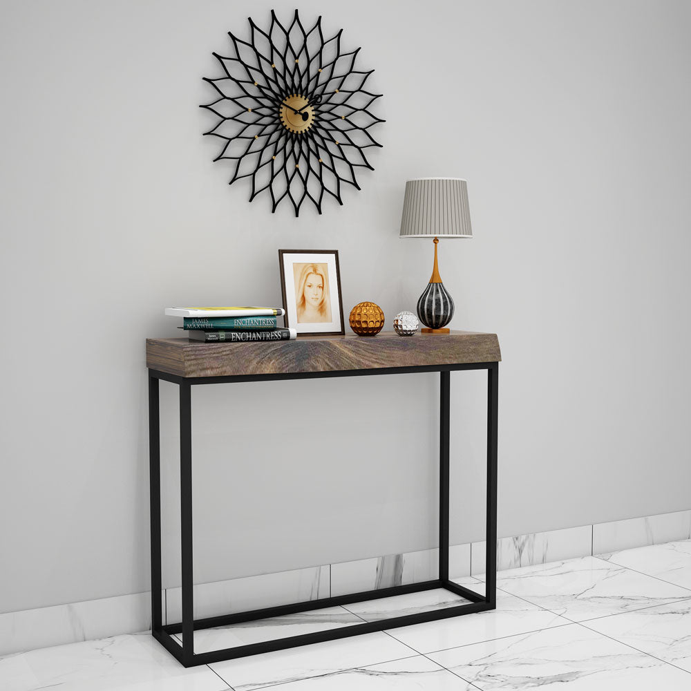 Console Tables, Console Table with Solid Wood, Console Table with Dark Brown Color, Console Table with  Black MS Legs, Console Table - IM12099