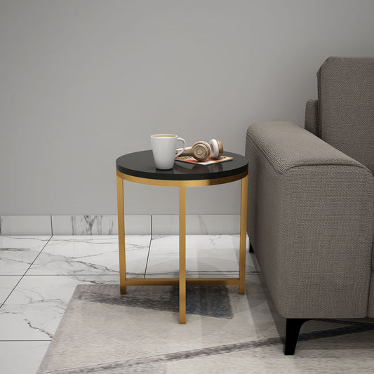 End Table, End Table for Living room, End Table with Black Color, End Table with Golden MS Frame, End Table - IM12104