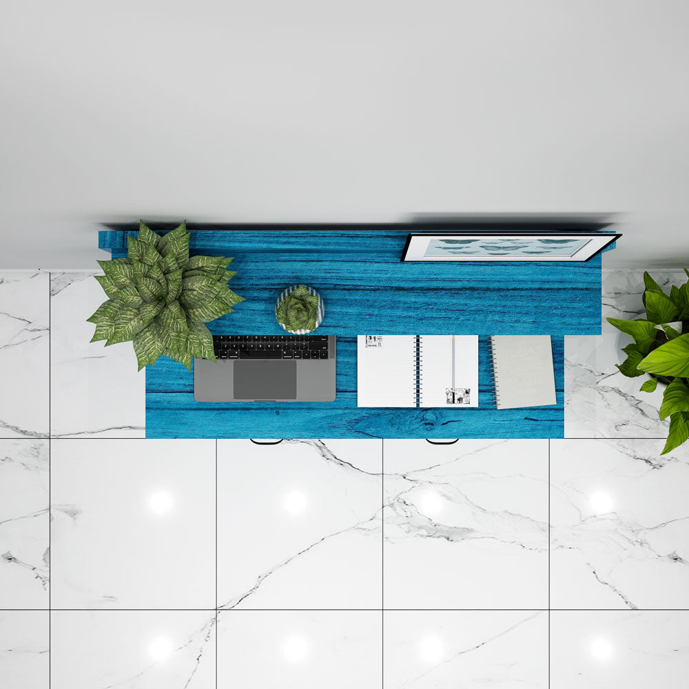 Study Table, Solid Wood Study Table, Blue Color Study Table, Study Table with Drawer, Study Table with Open Shelf, Study Table - IM12106