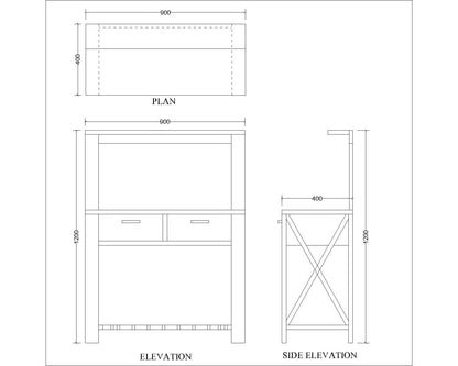 Study Table, Solid Wood Study Table, Blue Color Study Table, Study Table with Drawer, Study Table with Open Shelf, Study Table - IM12106
