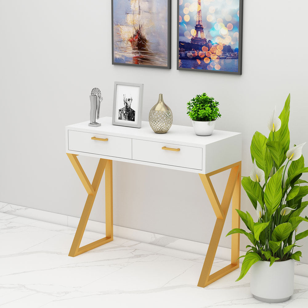 Console Tables, Console Tables in White Color, Console Tables With Metal Legs, Console Tables for Home, Console Tables - IM12110