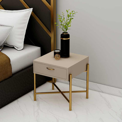 Bedside Table Design, Table for Bedroom, Designer Bedside Table, Table with Storage, Bedside Table in Beige Color, Bedside Table - IM12130