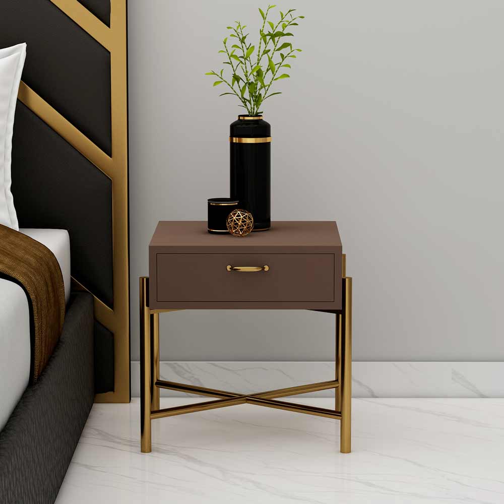 Bedside Table Design, Table for Bedroom, Designer Bedside Table, Table with Storage, Bedside Table in Brown Color, Bedside Table - IM12131