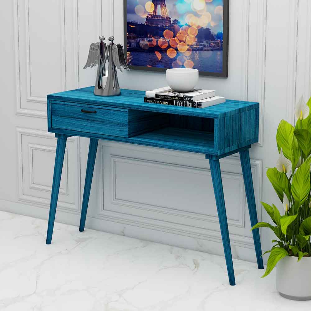 Console Table, Console Table for Entrance, Console Table with Drawer & Open space, Console Table in Blue Color, Console Table - IM12137