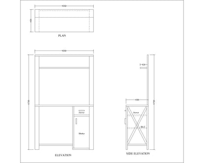 Study Table, Study Table for Green Color, Study Table with Drawer & Shutter, Study Table in Open Shelf, Study Table - IM12144