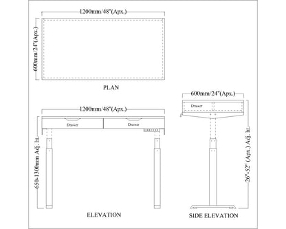 Study Table, Height Adjustable Table, Brown & White color Table, Study Table with Drawer, Study Table with White MS Leg, Study Table - IM12155