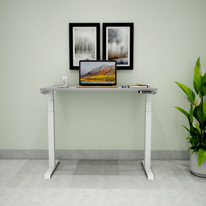 Study Table, Height Adjustable Table, Grey & White color Table, Study Table with MS White Leg, Study Table - IM12156