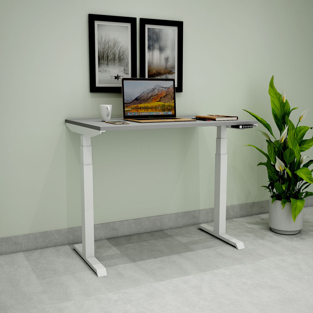 Study Table, Height Adjustable Table, Grey & White color Table, Study Table with MS White Leg, Study Table - IM12156