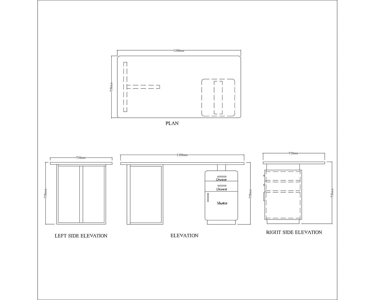 Office Table, Office Table with White Color, MD Table with Black MS Leg, Office Table with Drawer & Shutter, Office Table - IM12158