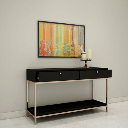 Console Table, Black Color Console Table, Console Table With Rose Gold Legs, Console Table With Drawer, Console Table With Open Space, Console Table - IM12160