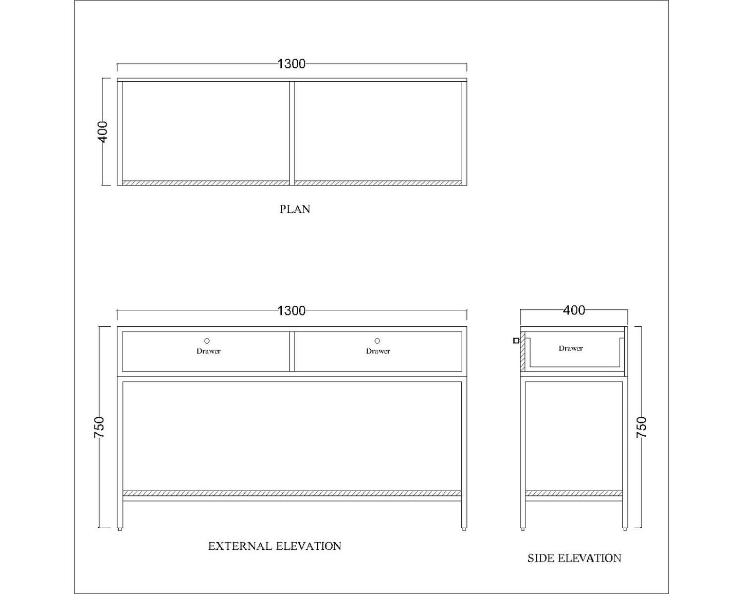 Console Table, Black Color Console Table, Console Table With Rose Gold Legs, Console Table With Drawer, Console Table With Open Space, Console Table - IM12160