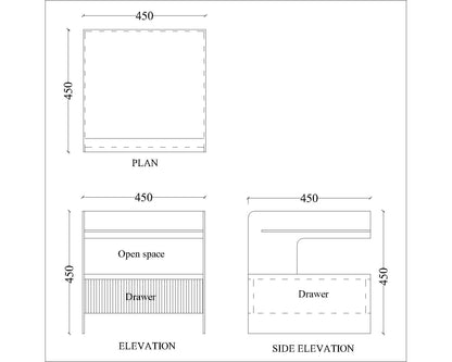 Bedside Table, Bedside Table with Black & White Color, BedsideTable with Drawer & Glass Shelf, Bedside Table - IM12161