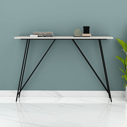 Console Table, Entrance Table, Console Table with Off-White Wood & Black Color, Table with MS Leg, Console Table - IM12162