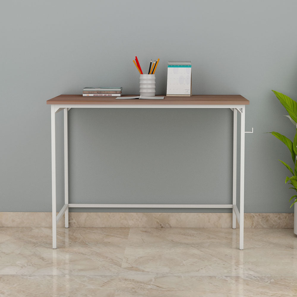 Study Table, Study Table with Dark Wood Color, Table with White MS Leg ...
