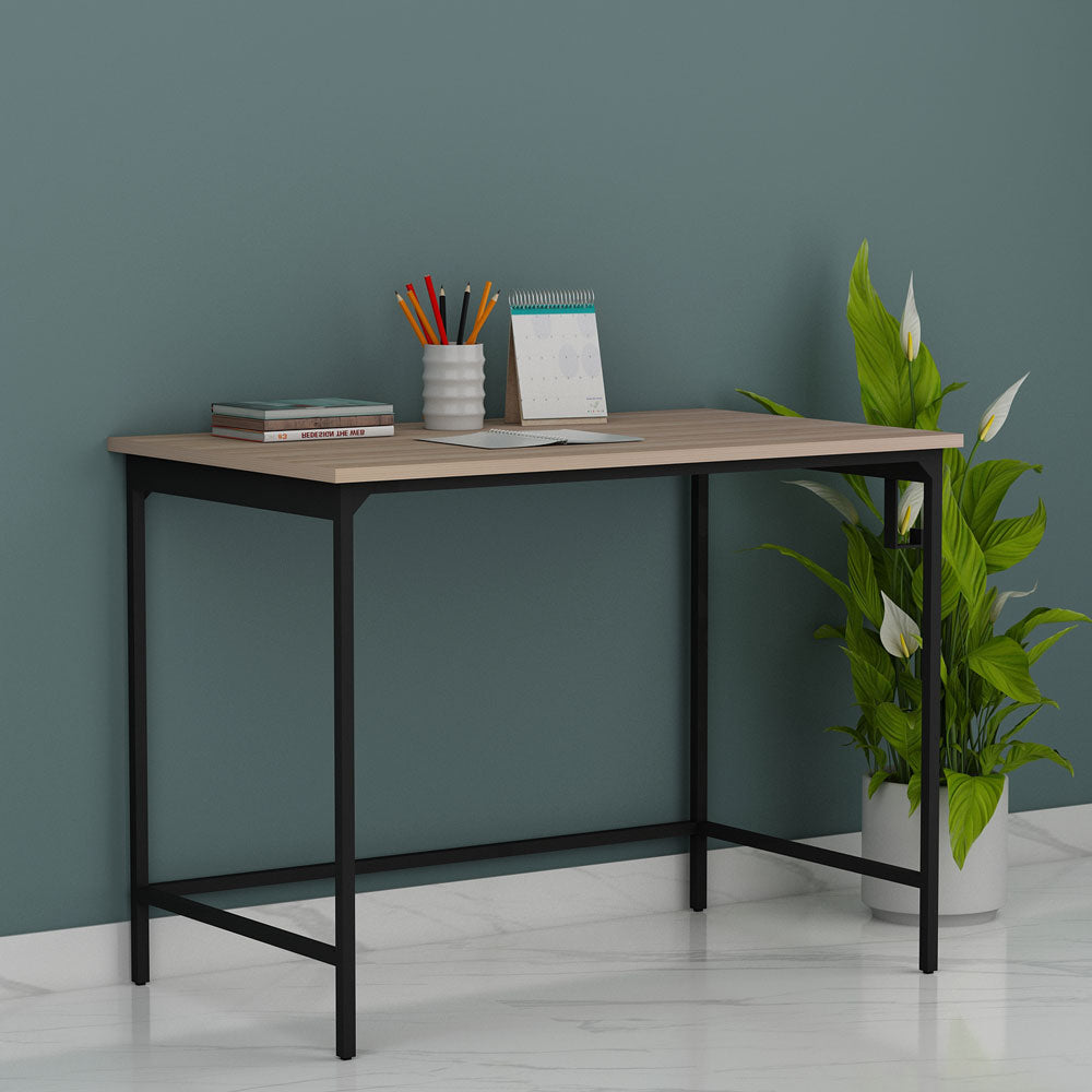 50 Inch Study Table Study Table, Study Table with Light Wood Color, Table with Black MS Le ...