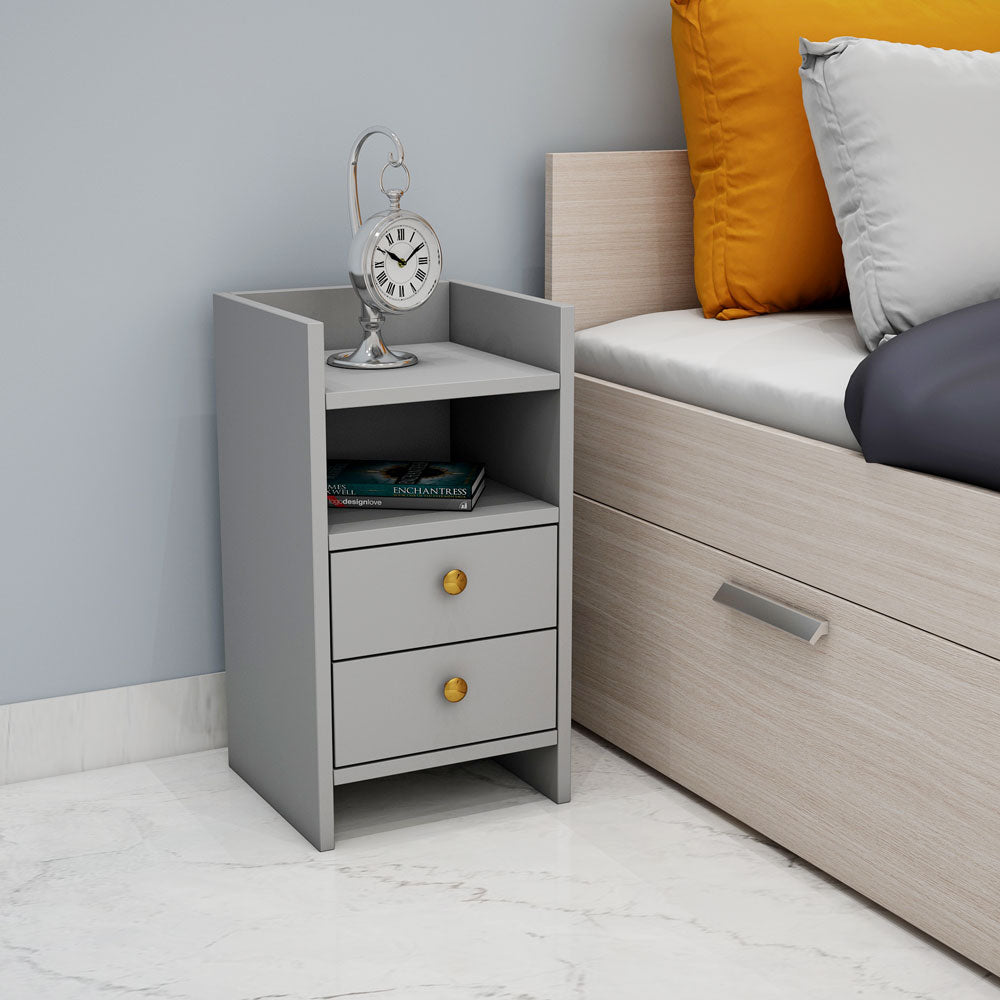 Bedside Table, Bedside Table with Grey Color, Side Table with Drawer & Open Shelf, Side Table - IM12168