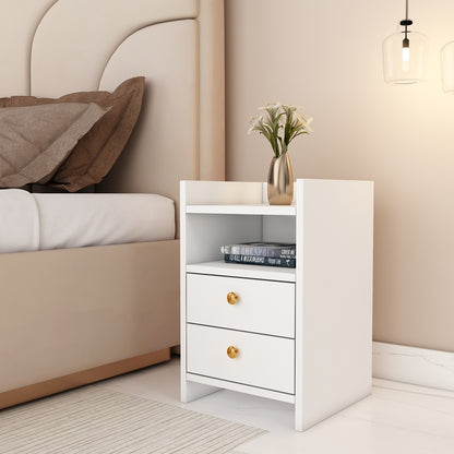 Bedside Table, Nightstand Table, White Color Bedside Table, Side Table with Drawer & Open Space, Bedside Table - IM12169