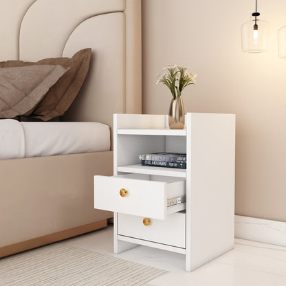 Bedside Table, Nightstand Table, White Color Bedside Table, Side Table with Drawer & Open Space, Bedside Table - IM12169