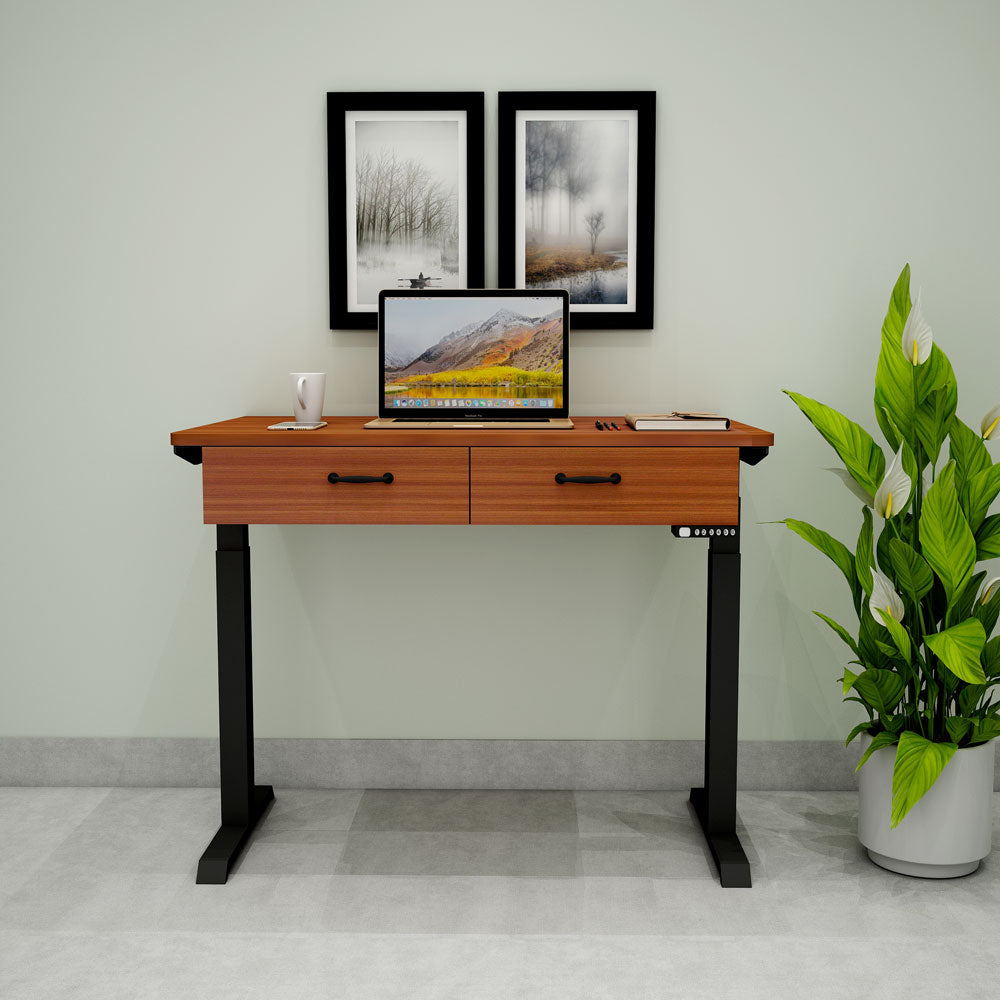 Study Table, Height Adjustable Table, Dark Brown & Black color Table ...