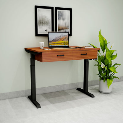 Study Table, Height Adjustable Table, Dark Brown & Black color Table, Study Table with Drawer, Study Table with Black MS Leg, Study Table - IM12170