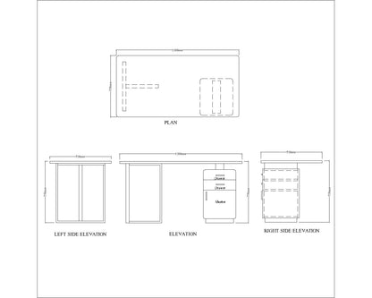 Office Table, Office Table with Black & White Color, MD Table with Black MS Leg, Office Table with Drawer & Shutter, Office Table - IM12171