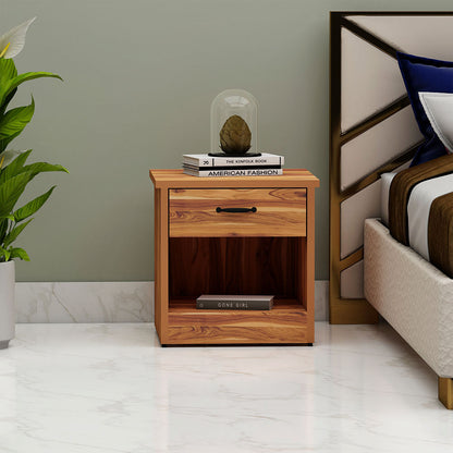 Bedside Table, Side Table, Wooden Bedside Table, Bedside Table with Open Shelf & Drawer, Bedside Table - IM12179