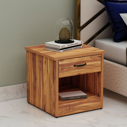 Bedside Table, Side Table, Wooden Bedside Table, Bedside Table with Open Shelf & Drawer, Bedside Table - IM12179