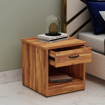 Bedside Table, Side Table, Wooden Bedside Table, Bedside Table with Open Shelf & Drawer, Bedside Table - IM12179